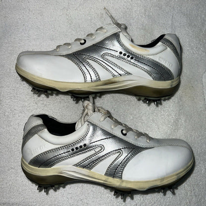 Women’s Ecco Spiked Golf Shoe 38EU  White/Silver Gortex Leather