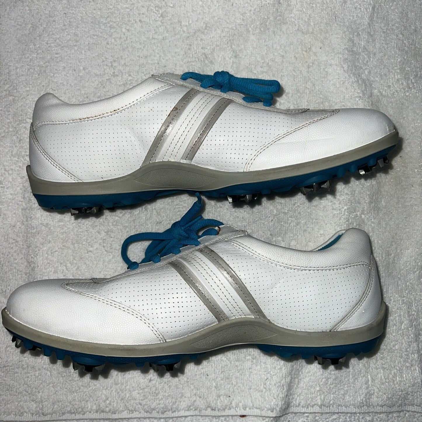Women’s Ecco Spiked Golf Shoe 41EU White/Blue Hydromax Leather