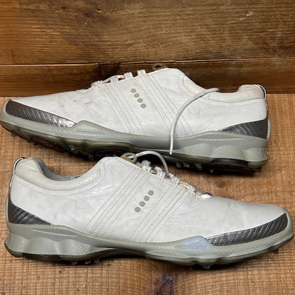 Men’s Ecco Biom Cleated Golf Shoe  43EU •White/Grey• Hydromax Yak Leather