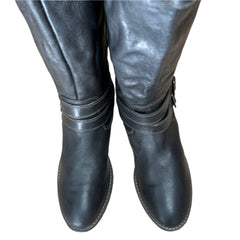 Montana Women's MOTO Tall  Black leather Boots 10M