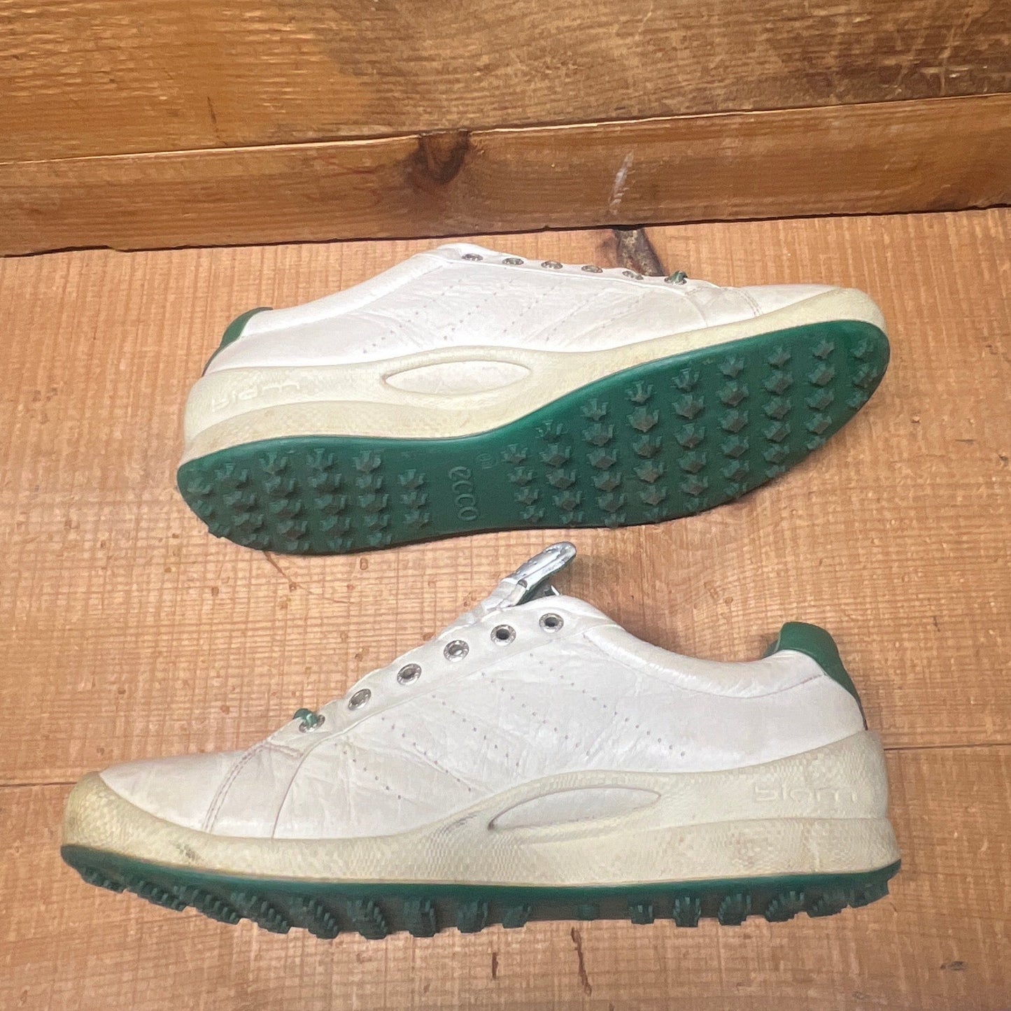 Men’s Ecco  Biom Cleat-less Golf Shoe 46EU •White/Green• Hydromax  Yak Leather