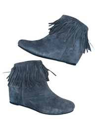 COMFORTIVA Women's •Riverton• Fringed Ankle Boot Grey Suede 8.5M