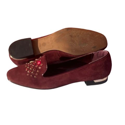 Woman’s Isola •Donna• Suede Smoking Shoe 10M Maroon Suede Leather