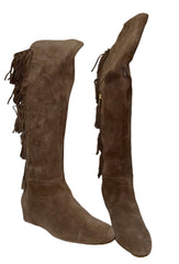 ISOLA Women's Tavora Tall Fringe Boot 8M Havana Brown Suede Leather