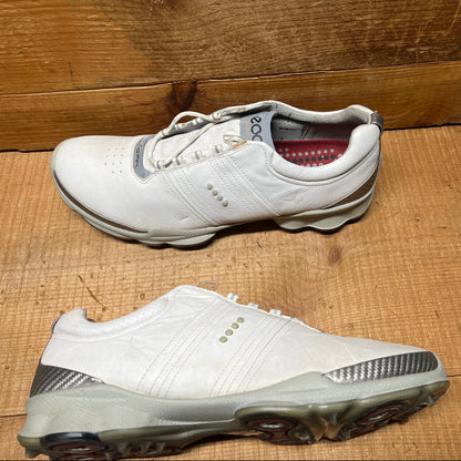 Men’s Ecco Biom Cleated Golf Shoe  46EU •White/Grey• Hydromax Yak Leather
