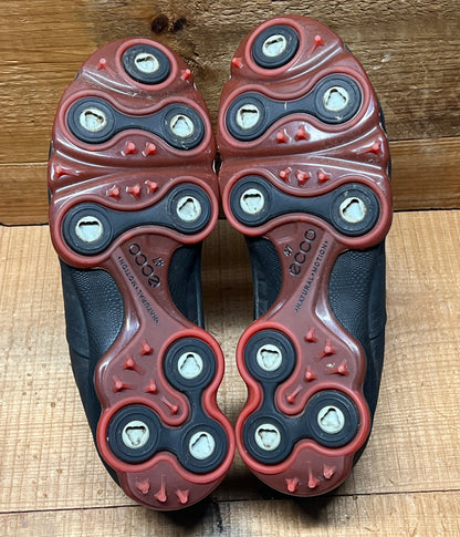 Men’s Ecco Biom Cleated Golf Shoe  47EU • black/red • Hydromax Yak Leather