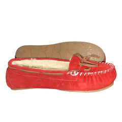 Women's Tamarac by Slippers International •Molly• Red Suede Leather Fleece-lined Moccasin 7M