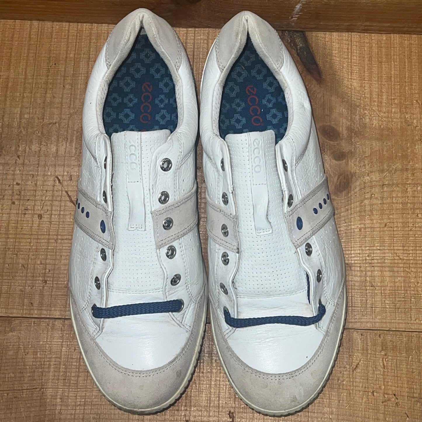 Men’s Ecco Street Premier Cleat-less Golf Shoe 45EU •White/Blue• Leather