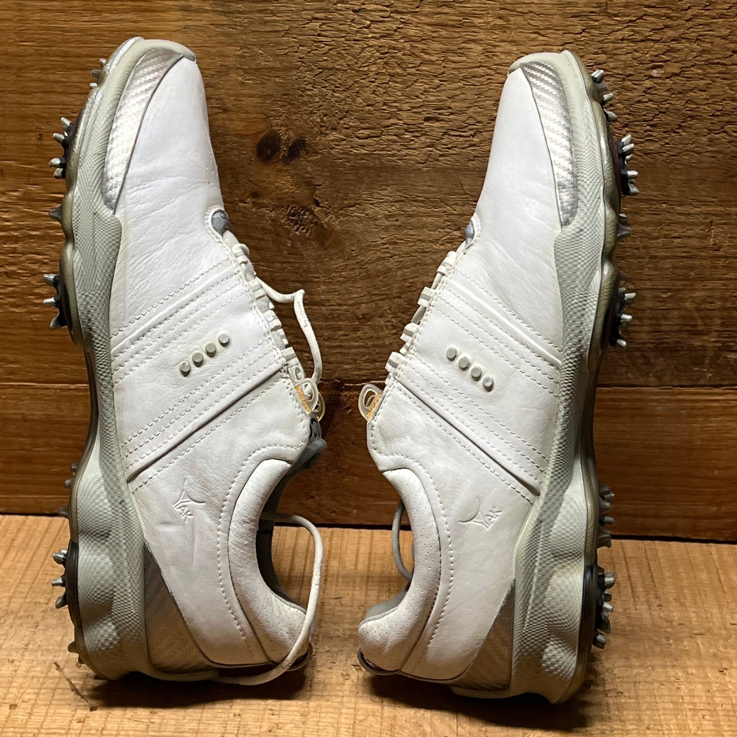 Men’s Ecco Biom Cleated Golf Shoe  44EU •White/Grey• Hydromax Yak Leather