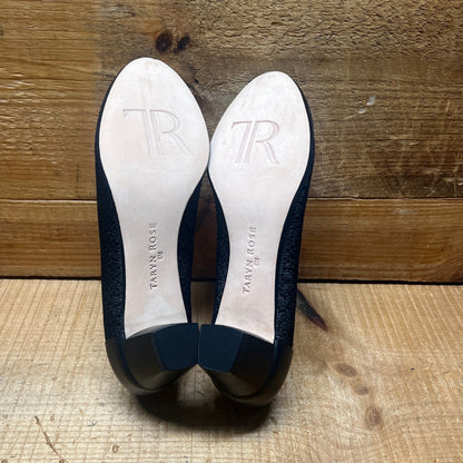Taryn Rose • Fiona •Slip on  Pump 6M  Black Textured Fabric/Leather