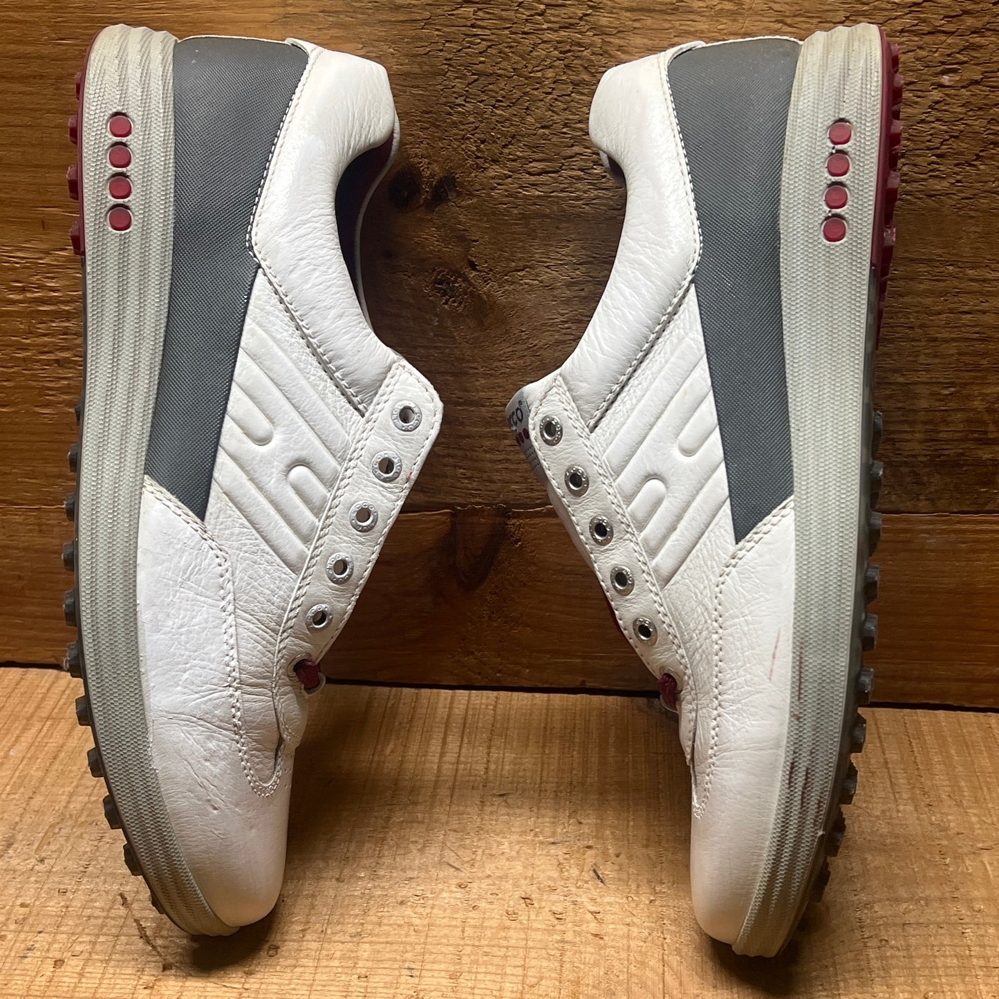 Men’s Ecco  Premier Cleat-less Golf Shoe 44EU •White/ Grey• Hydromax  Leather