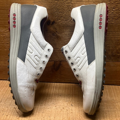 Men’s Ecco  Premier Cleat-less Golf Shoe 44EU •White/ Grey• Hydromax  Leather