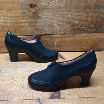 Taryn Rose •Tanna •Slip-on Pump 6M  Black Stretch Fabric/Leather