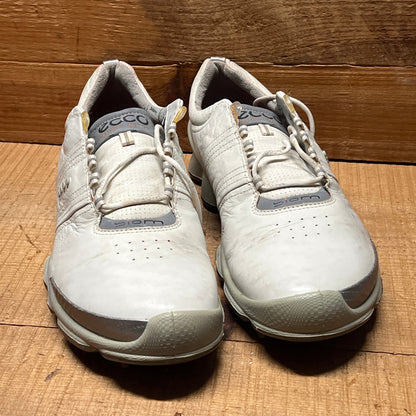 Men’s Ecco Biom Cleated Golf Shoe  43EU •White/Grey• Hydromax Yak Leather