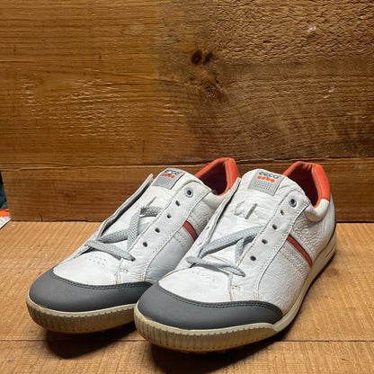 Men’s Ecco  Premier Cleat-less Golf Shoe 45EU •White/ Grey/Fanta• Hydromax  Leather