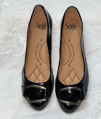 Women’s Sofft  Black Patent  Leather Flat 8M