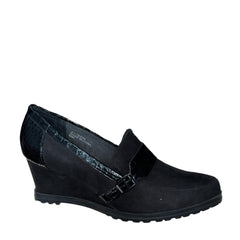 ELLEN TRACY Women's •Tessa•  Black Faux Suede Wedge Slip-on