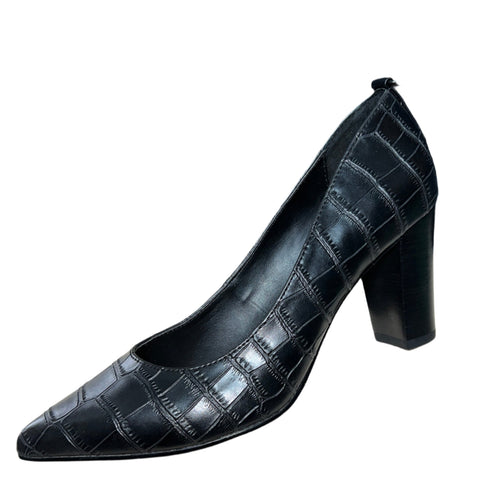 ELLEN TRACY Women's •Plush• Black Embossed Alligator Pump