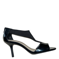 ELLEN TRACY Women's •Sidonie• Black Patent/Satin T Strapp Dress Pump 8M