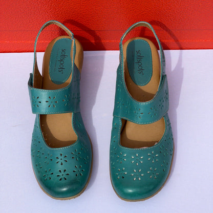Woman’s •Safia• Gored Slingback Mary-Jane 10M Teal Leather