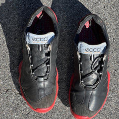 Men’s Ecco Biom Cleated Gortex Golf Shoe  42EU• Black/Red • Hydromax Yak Leather