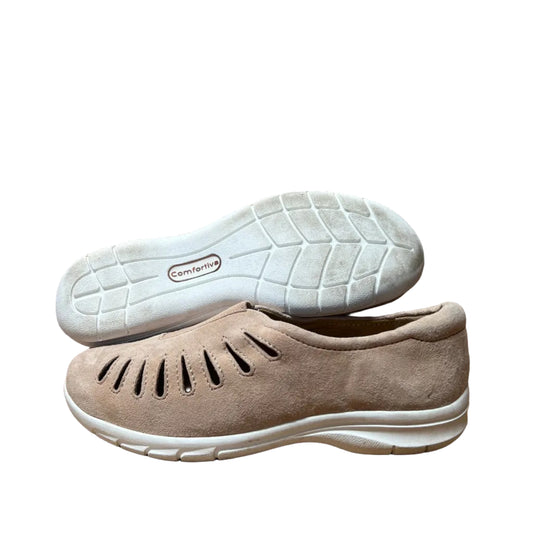 Comfortiva by SoftSpots Women’s •Tinsley•  Comfort Slip-on 8W Beige Suede leather