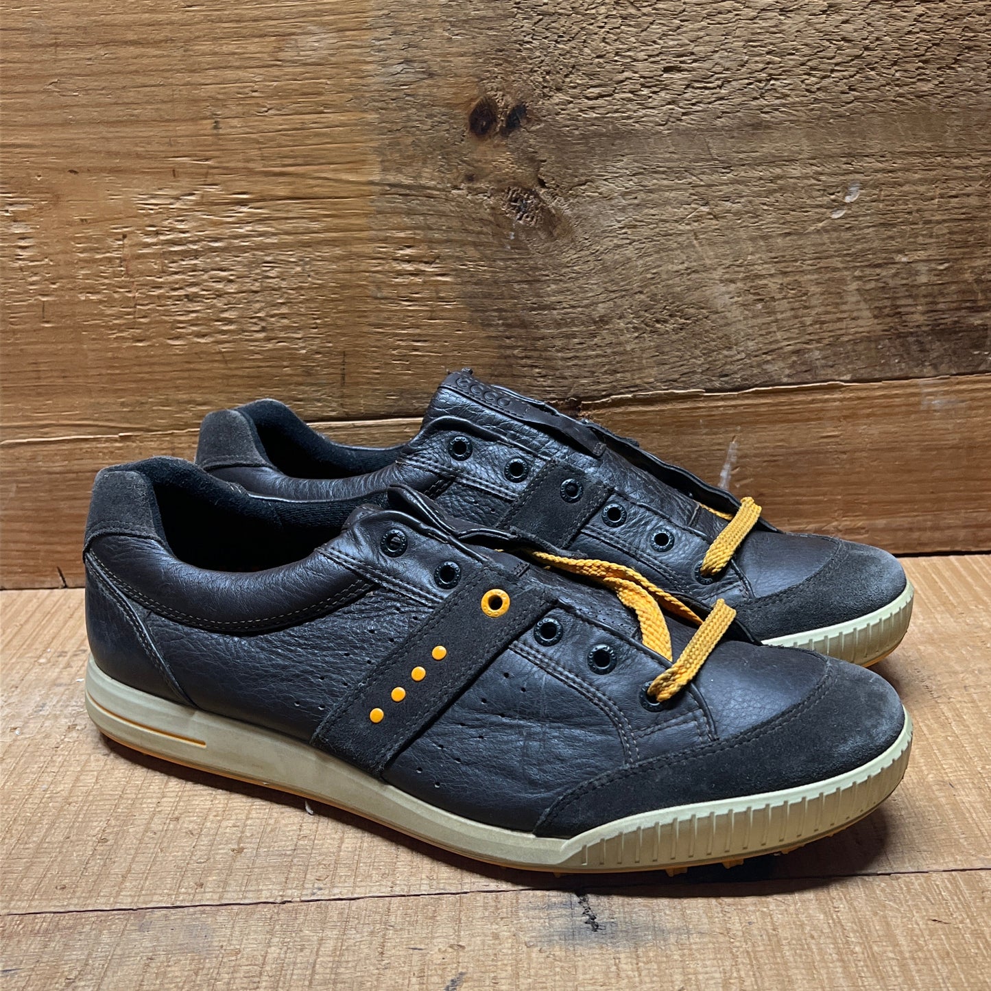 Men’s Ecco Street Premier Cleat-less Golf Shoe 46EU • Black/Citron • Leather