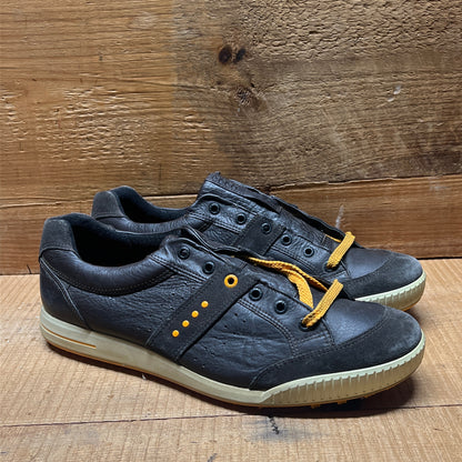 Men’s Ecco Street Premier Cleat-less Golf Shoe 46EU • Black/Citron • Leather