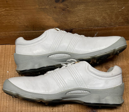Men’s Ecco Biom Cleated Golf Shoe  46EU •White/Grey• Hydromax Yak Leather