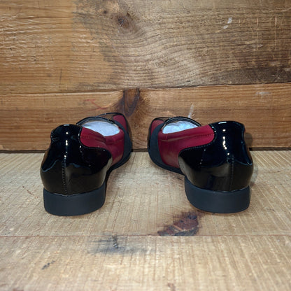 Women’s Taryn Rose - Traveler •Taurus •Leather Elastic-gore Slip on 6M  Red Napa /Black Patent