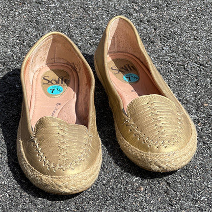 Woman’s Sofft Malila Jute Wrapped Slip-on Moc 7.5M Gold Leather