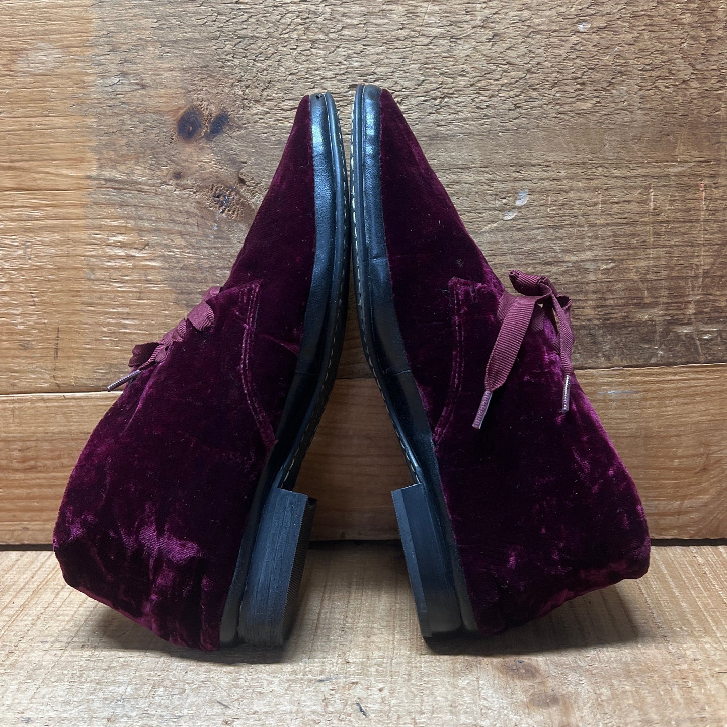 LUXURY REBEL Women's Three Eyelet Velvet Bootie 37 EU/US6.5-7 Dark Berry