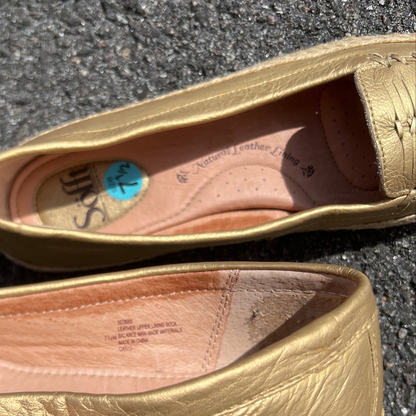 Woman’s Sofft Malila Jute Wrapped Slip-on Moc 7.5M Gold Leather