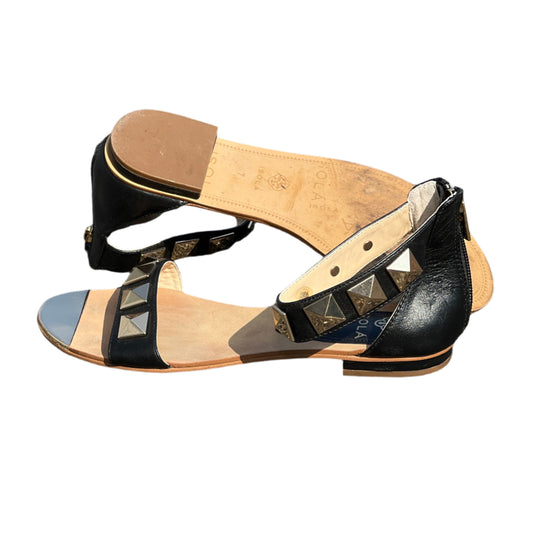 Isola Women's •Adette•  Studded Sandal 7M Black Leather