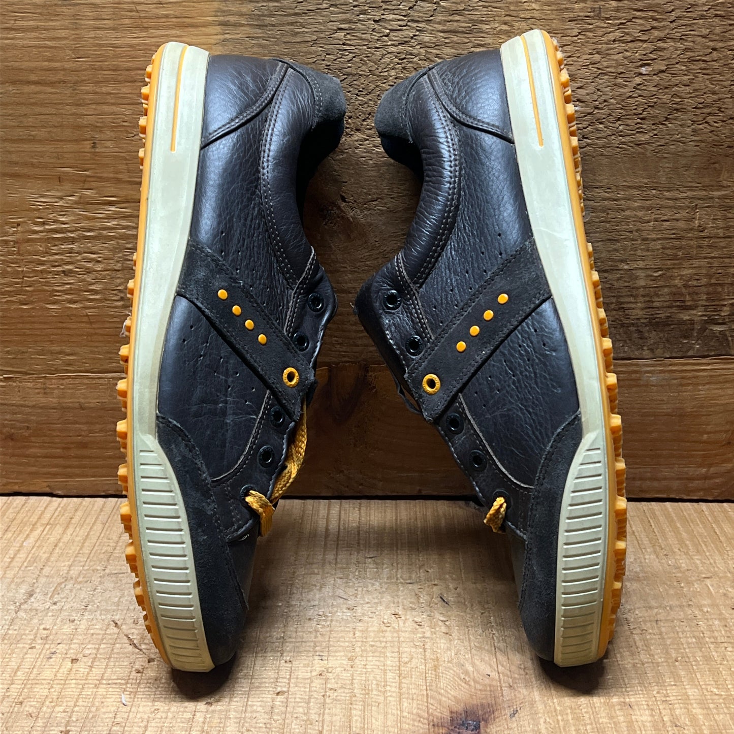 Men’s Ecco Street Premier Cleat-less Golf Shoe 46EU • Black/Citron • Leather