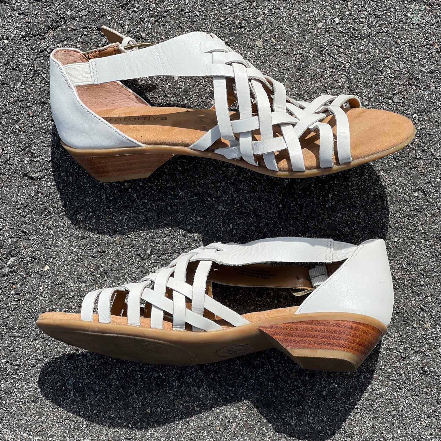 Comfortiva Women's •Rita• Huarache 8M White  leather