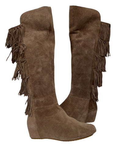 ISOLA Women's Tavora Tall Fringe Boot 8M Havana Brown Suede Leather