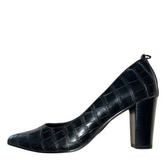 ELLEN TRACY Women's •Plush• Black Embossed Alligator Pump