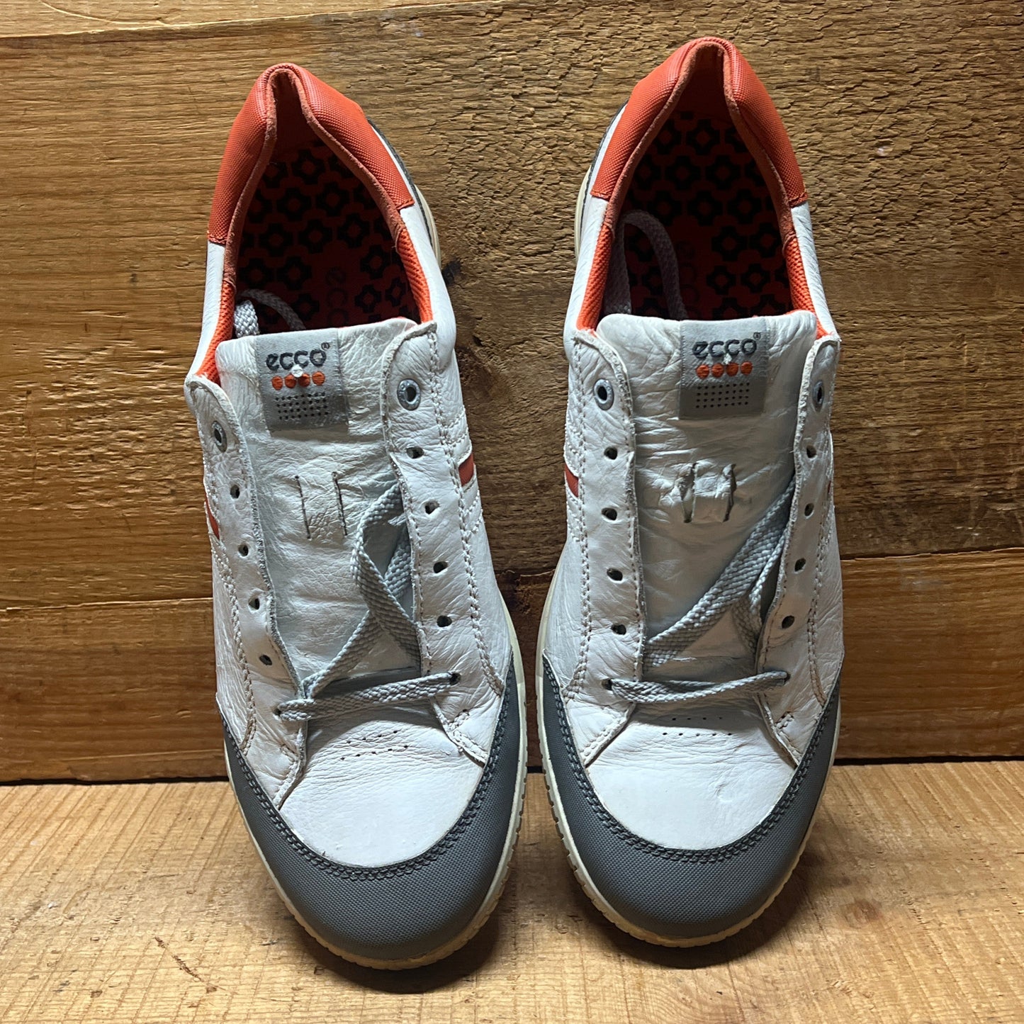 Men’s Ecco  Premier Cleat-less Golf Shoe 45EU •White/ Grey/Fanta• Hydromax  Leather