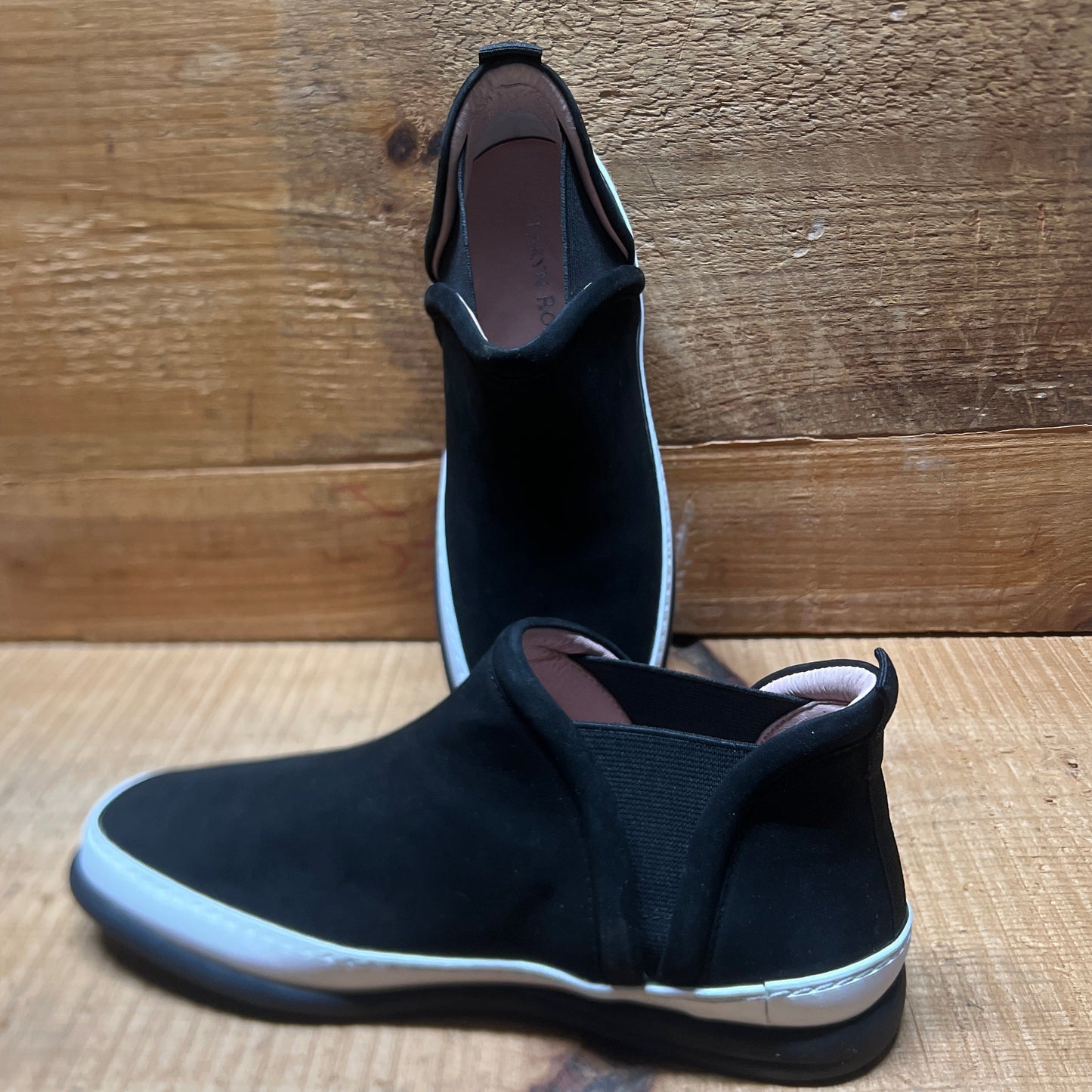 Taryn Rose  Women's  •Fose• Black Nubuck Leather Slip-on Ankle  Bootie 6M