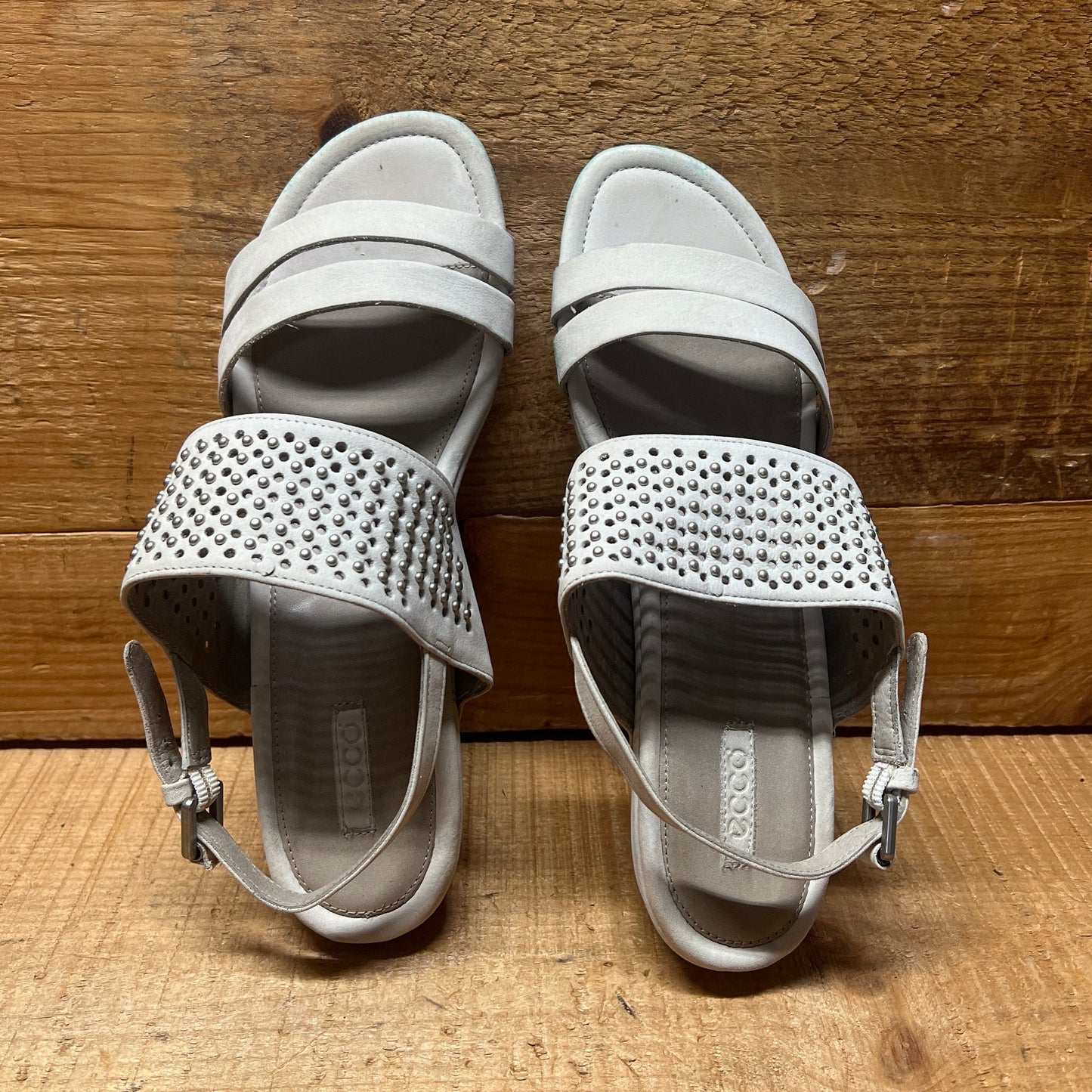 Women's Ecco  Low wedge Sling-back Sandal 38 Taupe Grey Nubuck Leather