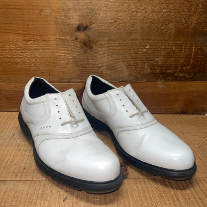 Men’s Ecco Cleated Golf Shoe • White Leather • Size 45