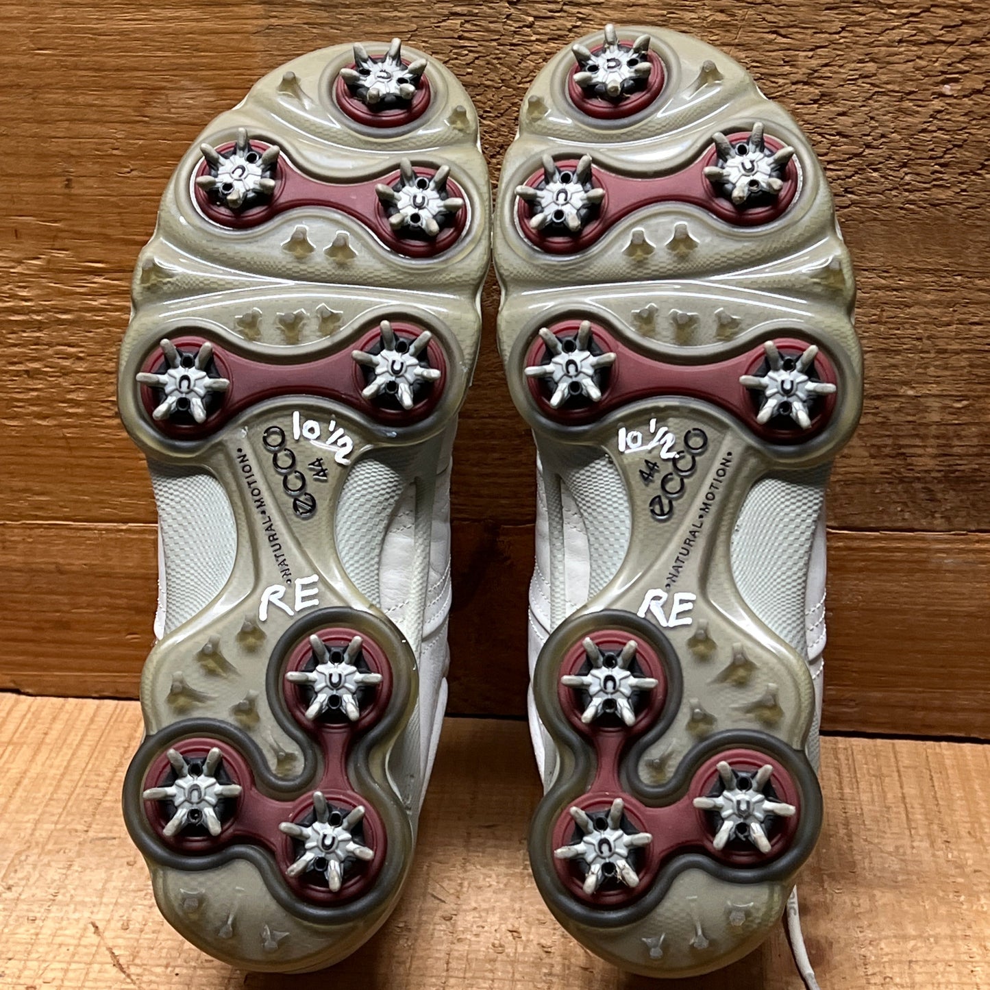 Men’s Ecco Biom Cleated Golf Shoe  44EU •White/Grey• Hydromax Yak Leather