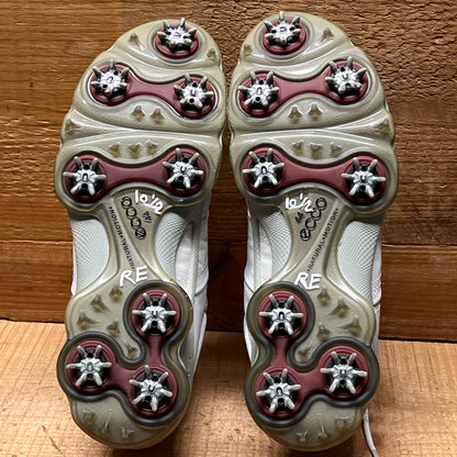 Men’s Ecco Biom Cleated Golf Shoe  44EU •White/Grey• Hydromax Yak Leather