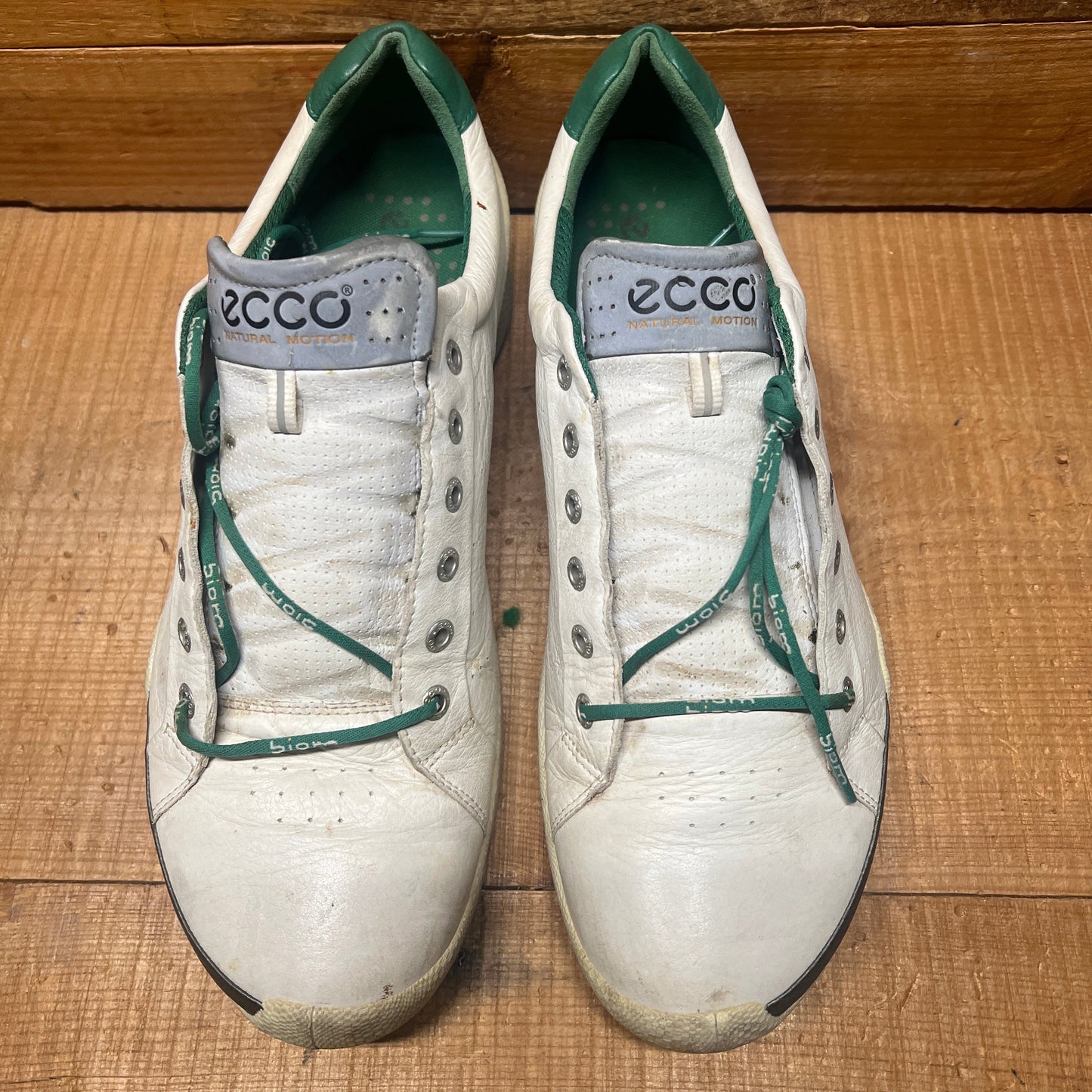 Men’s Ecco  Biom Cleat-less Golf Shoe 46EU •White/Green• Hydromax  Yak Leather