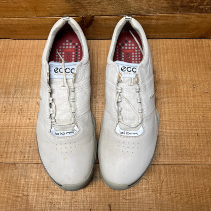 Men’s Ecco Biom Cleated Golf Shoe  46EU •White/Grey• Hydromax Yak Leather