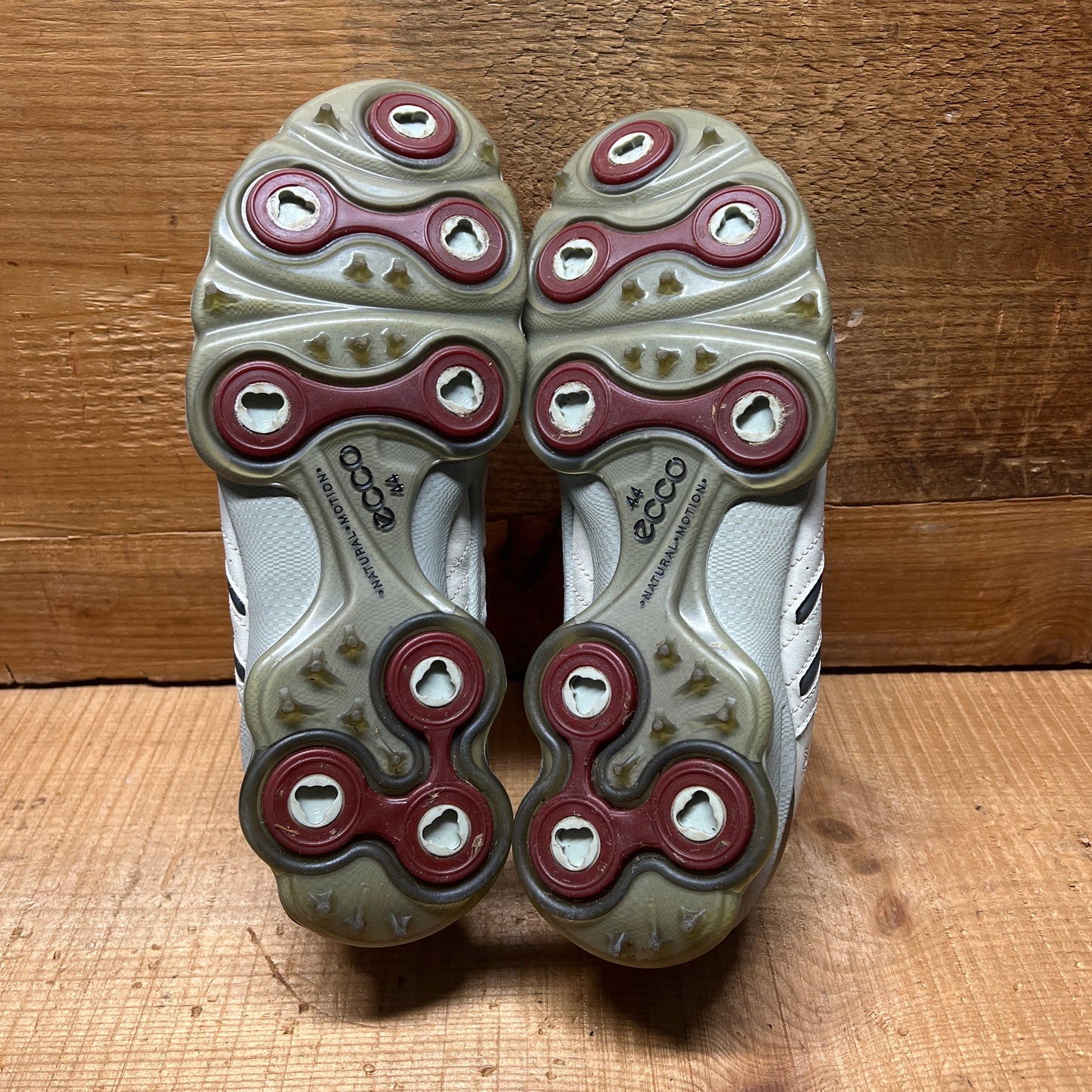 Men’s Ecco Biom Cleated Golf Shoe  44EU •White/Red• Hydromax Yak Leather