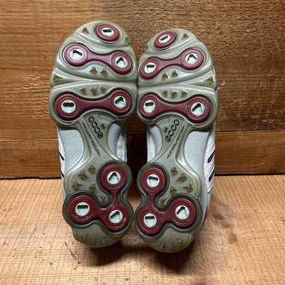 Men’s Ecco Biom Cleated Golf Shoe  44EU •White/Red• Hydromax Yak Leather