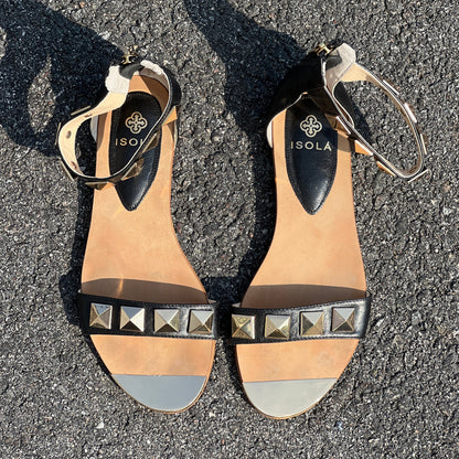 Isola Women's •Adette•  Studded Sandal 7M Black Leather