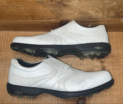 Men’s Ecco Cleated Golf Shoe • White Leather • Size 45